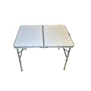 Imagem de Mesa Dobrável Portátil de Alumínio Vira Maleta com Tampo 90x60cm - Prática para Camping, Praia, Área Externa, Exterior e Viagens(120x60x70CM)