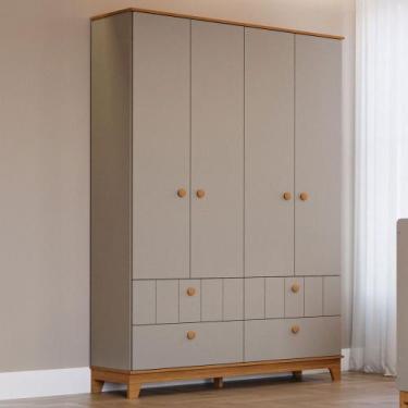 Imagem de Guarda-Roupa de Bebê Biscoito 4 Portas 4 Gavetas Fendi/Nature - Permób