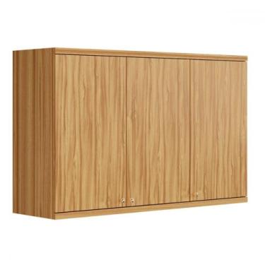 Imagem de Armário Aéreo Cozinha 120 Cm Sauvignon 3 Portas 100% Mdf 11032 Amêndoa