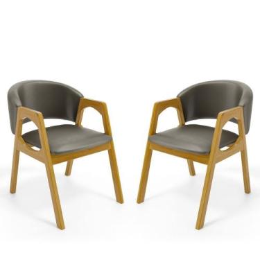 Imagem de Kit Com 2 Cadeiras Agatha Madeira Maciça Estofada Para Mesa De jantar 