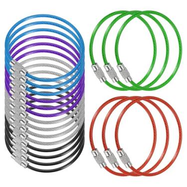 Imagem de Cabo de chaveiro de fio de 15 cm de comprimento, pacote com 20 argolas de aço inoxidável, multicolorido, Multi, 6.3 Inch
