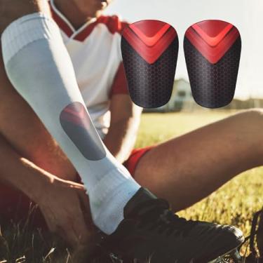 Imagem de 2 mini caneleiras de futebol, 8 x 5,3 cm, equipamento de proteção extra pequeno para mulheres, homens, meninos, meninas, jogadores de futebol (vermelho, preto)