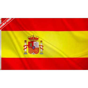 Imagem de HVATLTL Bandeira de barco da Espanha com 3 camadas dupla face, 30 x 45 cm, nylon 220D resistente, cores vivas, bandeiras náuticas nacionais espanholas com 2 ilhós de latão para barco, quadriciclo
