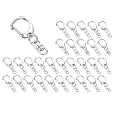 Imagem de Fechos de garra de lagosta giratórios para ganchos de clipe de chaveiro com chaveiro corrente de prata e ouro para artesanato faça você mesmo, 10/30 peças