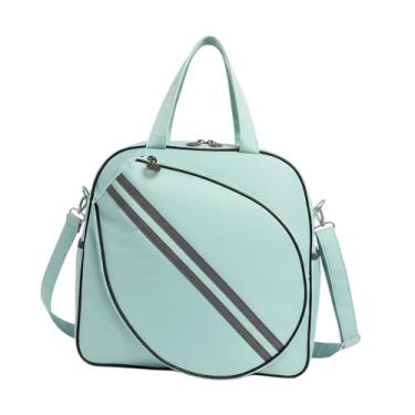 Imagem de Fenteer Bolsa de tênis, bolsa de pickleball, equipamento de academia com zíper, grande capacidade para jogadores, de ombro para raquete de tênis feminina, Ciano