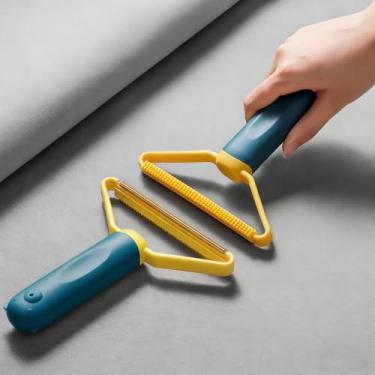Imagem de Removedor de fiapos - barbeador manual de roupas, ferramenta de limpeza de suéter para remover poeira e pelos de animais de estimação de roupas, cortina, cobertor, sofá (azul)