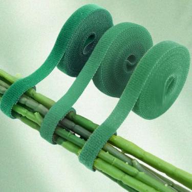 Imagem de 3 rolos de 200 cm/rolo de nylon para plantas, cabos resseláveis, fita autoadesiva para fixação de plantas para suporte de suprimentos de jardim, verde