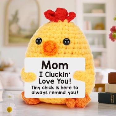 Imagem de Mini presente de frango de crochê para mãe de Natal - presente de mãe mãe mãe mamãe aniversário dia das mães, da filha filho - suporte de frango pequeno bonito feito à mão
