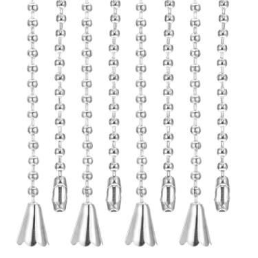Imagem de Corrente de puxar para ventilador de teto de 1 m, 4 peças com contas extensor de cordão pingente cônico para luz de ventilador lustre candeeiro de mesa, interruptor de puxar, tom prateado