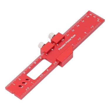 Imagem de Régua de madeira de 15 cm com batente deslizante ajustável de liga de alumínio para marcação e medição de localização