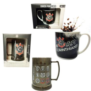 Imagem de Kit Caneca Porcelana Loucos Por Tí Corinthians+ Copo Gel