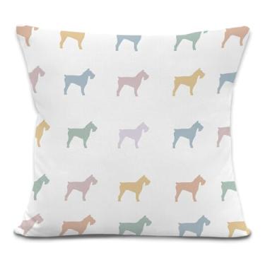 Imagem de laveliabel Capas de almofada coloridas Mini Schnauzer 45 x 45 cm, presentes de Schnauzer para mulheres e homens, presentes para amantes de cães, capas de almofada decorativas de cachorro fofo para