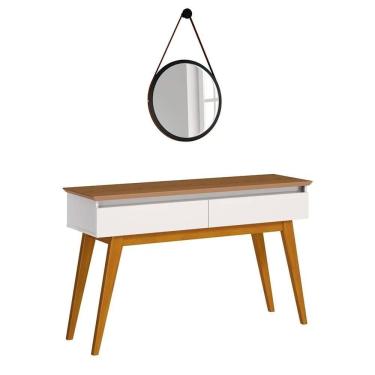 Imagem de Aparador Classic Com Espelho Adnet 67cm Hi01 Off White/freijó - Mpozenato