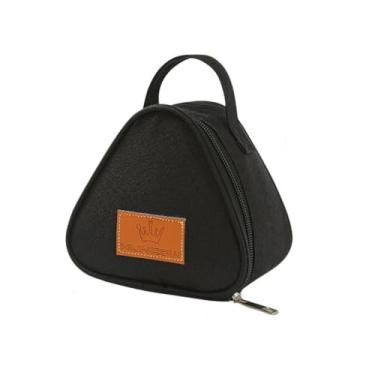Imagem de Bolsa com isolamento triangular, mini lancheira portátil, folha de alumínio, bolsa térmica para almoço (preto)
