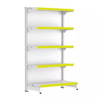 Imagem de Gondola Ponta 170 FIT Branco 5 Bandeja Pe Amarelo - AMAPÁ