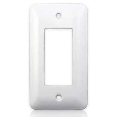 Imagem de Capas de placa de parede de metal branco estilo princesa, feitas nos EUA, placa de parede de 1 gangue para interruptores basculantes ou tomadas GFCI, placas decorativas, capa de tomada grande para