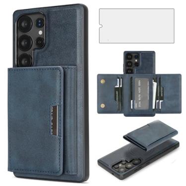 Imagem de Asuwish Capa de telefone para Samsung Galaxy S24 Ultra 5G Capa carteira com protetor de tela de vidro temperado e suporte de cartão de couro PU com compartimento para cartão acessórios para celular