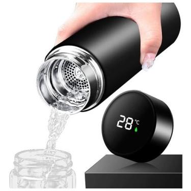 Imagem de Garrafa Térmica Inox Vácuo Termômetro Display Led Envio 24h - Sou Preç