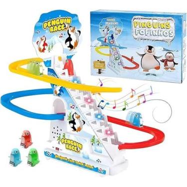 Imagem de Pinguim Brinquedo Pista Musical Pinguim Escorregador Escada A Pilha - 
