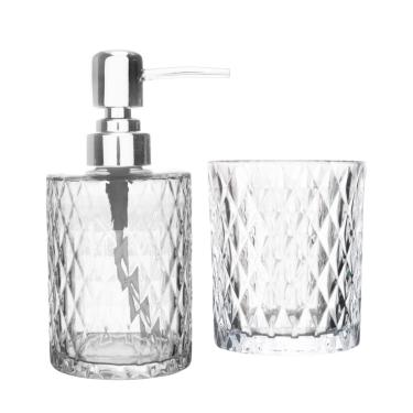 Imagem de CONJUNTO PARA BANHEIRO LYOR DIAMOND PORTA SABONETE LÍQUIDO E ESCOVA