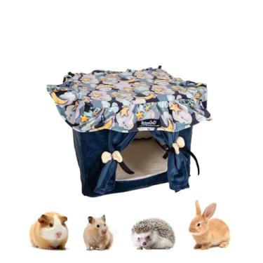 Imagem de Cama de porquinho da índia com cortina, lavável na máquina, macia, aconchegante, cama de chinchila, camas de ouriço - Casa de privacidade espaçosa, esconderijo de animais pequenos para furão, hamster