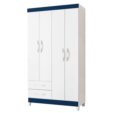 Imagem de Guarda-roupa Albatroz âmbar 4 Portas Solteiro Mdp 2 Gavetas Quadriflex-branco, Azul, Rosa, Titanium