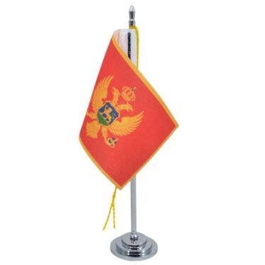 Imagem de Mini Bandeira De Mesa De Montenegro Poliéster 15 Cm Mastro