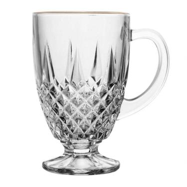 Imagem de Jogo 2 Xícara Café Diamante Cristal Fio Dourado 150ml - Lyor