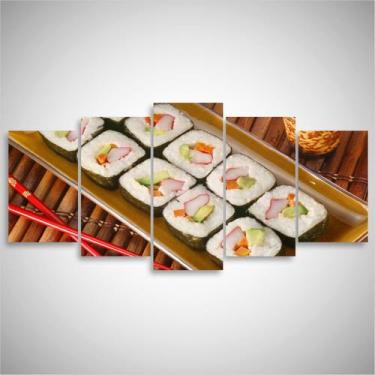 Imagem de Quadro decorativo Sushi Comida Mosaico 5 Peças Restaurantes - Quadros 