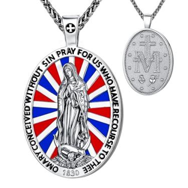 Imagem de Colar de medalhão oval de São Miguel, cobre banhado a ouro, pingente de 5 x 3 cm com corrente de 40 cm + 5 cm, medalha de oração de proteção religiosa, colares com pingente de cruz religiosa com