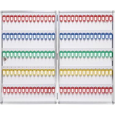 Imagem de Suporte de parede para caixa de chave, armário de chaves, organizador de chaves montável na parede com etiquetas marcáveis, cofre de chave de segurança, porta-chaves para hotéis, escola (140)