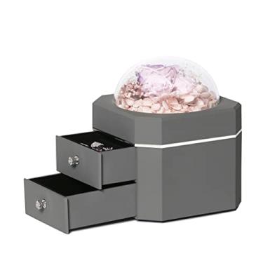 Imagem de BSNANCA Caixa romântica caixa de joias flor artificial caixa de presente batom caixa de flores octogonais (cor: E, tamanho: 115 * 115 * 140 mm) (preto 115 * 115 * 140 mm) (preto 115 * 115 * 140 mm)