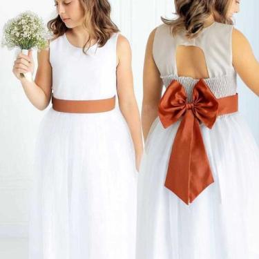 Imagem de Faixa e Laço TERRACOTA Infantil Prega Acessório Para Vestido Festa ele