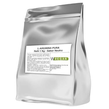 Imagem de WVegan L-Arginina Pura em Pó, Suplemento Vegano, Refil 1kg, Sabor Neutro, 3g por Porção, Aminoácido Semi-Essencial para Adultos, Arginina