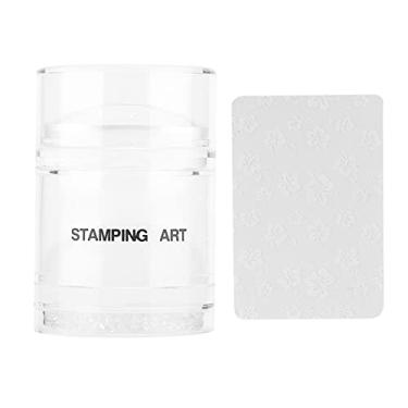 Imagem de Conjunto de raspador de carimbo para arte em unhas, cabeça dupla, ferramenta de manicure de silicone com tampa para uso doméstico profissional, verde fluorescente transparente 6,3 (Selo transparente)