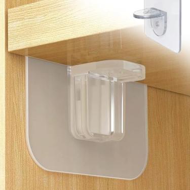 Imagem de Estacas de suporte de prateleira de plástico, pinos autoadesivos para armário, suportes de prateleira sem perfuração para armário de cozinha, armário, estante de livros e armazenamento de parede