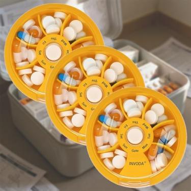Imagem de 3 peças, organizador de comprimidos de viagem, semanal, caixa de comprimidos diária de 7 dias, estojo de comprimidos portátil para suplementos de óleo de peixe, organizador de vitaminas