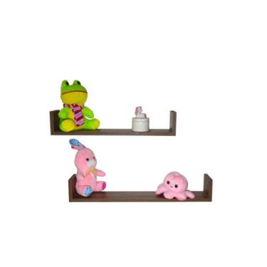 Imagem de Kit 2 pçs Prateleira Nicho U - 50cm - Safira, Marrom Claro