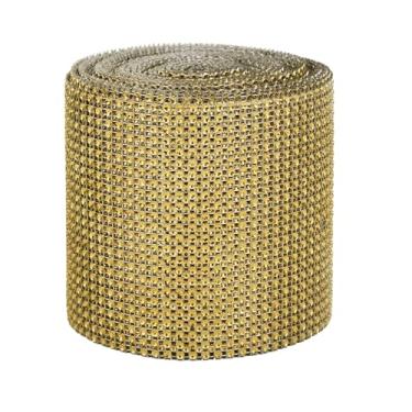 Imagem de Phefop Fita de de 9m, Malha Plástica Galvanizada para Decoração de Casamento e Roupas, Acessório Brilhante de 24 Linhas Ideal para Projetos DIY (Ouro)