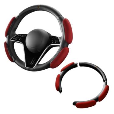 Imagem de FALVFUN 3 peças/conjunto de capa de volante de carro, protetor de direção de veículo antiderrapante segmentado, acessórios de capa de roda interna automotiva, universal para SUV, sedã, caminhão