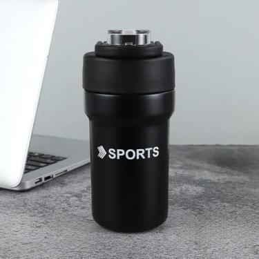 Imagem de Garrafa Térmica Flip Squeeze 500ml – Inox, Mantém Bebidas Frias por 8h e Quentes por 4h, Tampa Flip com Canudo de Silicone (Preto)