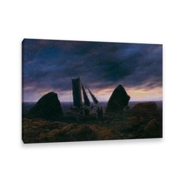Imagem de Barco de pesca pelo Mar Báltico por Caspar David Friedrich Impressões em tela Well Decor The World Classic Art Reproduções de arte grande giclée arte de parede para sala de estar decoração de casa 55