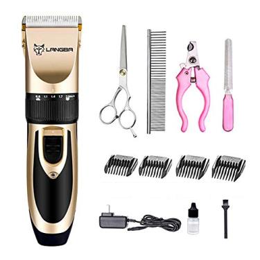 Imagem de Tesouras de Toilete para Cães Kit Profissional Pets Tesoura Cabelo Silenciosa Sem Fio Recarregável com 4 Acessórios Pente Ferramentas Gatos