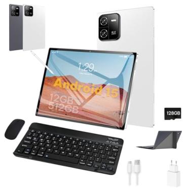 Imagem de 3 em 1 Tablet, com Capa/Teclado/Mouse, 10.1 Polegada, 1920×1200 Tela, 1920x1200 Tela Processador Octa-Core, 12GB RAM+512GB ROM, Câmera de 16MP + 32MP, Android 15, 8000mAh, Versão WiFi (branco)