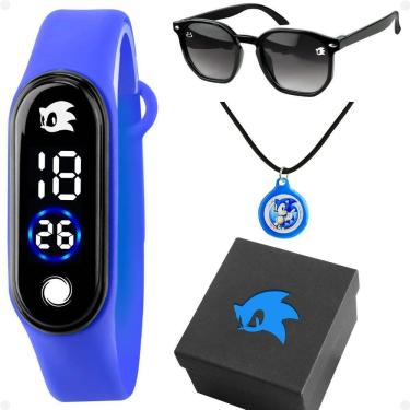 Imagem de Relogio Infantil Digital Sonic + Oculos Sol + Colar + Caixa