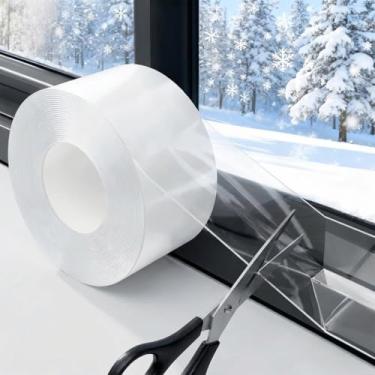 Imagem de Fita de vedação para janelas de 5 cm x 40 m, fita de isolamento de janela transparente sem resíduos, para portas, janelas e aberturas de vidro de chuveiro