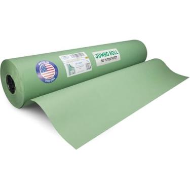 Imagem de Rolo de papel Kraft verde 91,4 cm x 21,33 cm (213,4 m) - Papel preto grande de qualidade 20,4 kg de espessura para embalagem, mudança, envio e artesanato/arte - Material de embrulho natural 100%