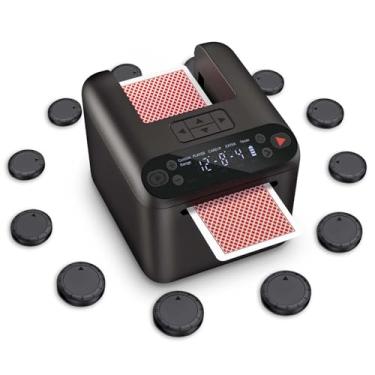 Imagem de CARDSPIN Máquina automática de revendedor de cartões para decks de 1/2/3, máquina de revendedor de cartões recarregável por USB, com 12 controles remotos de desenho, distância de negociação ajustável