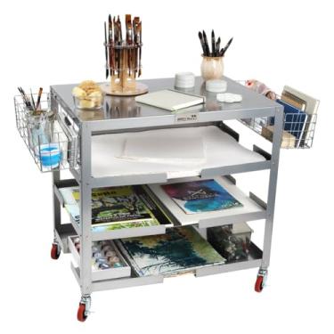 Imagem de Creative Mark Carrinho de armazenamento The Space Rover 2 - Carrinho de papel e cartão para armazenar e organizar papéis, quadros, fotos, estante de secagem, carrinho utilitário, estrutura de aço