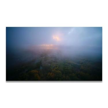 Imagem de LKXGRRSFG The Fog Rolled InReal Photo City Sea Snow Valley Grassland River Sunset Sunrise Impressão em tela decoração de parede 60 x 108 cm sem moldura